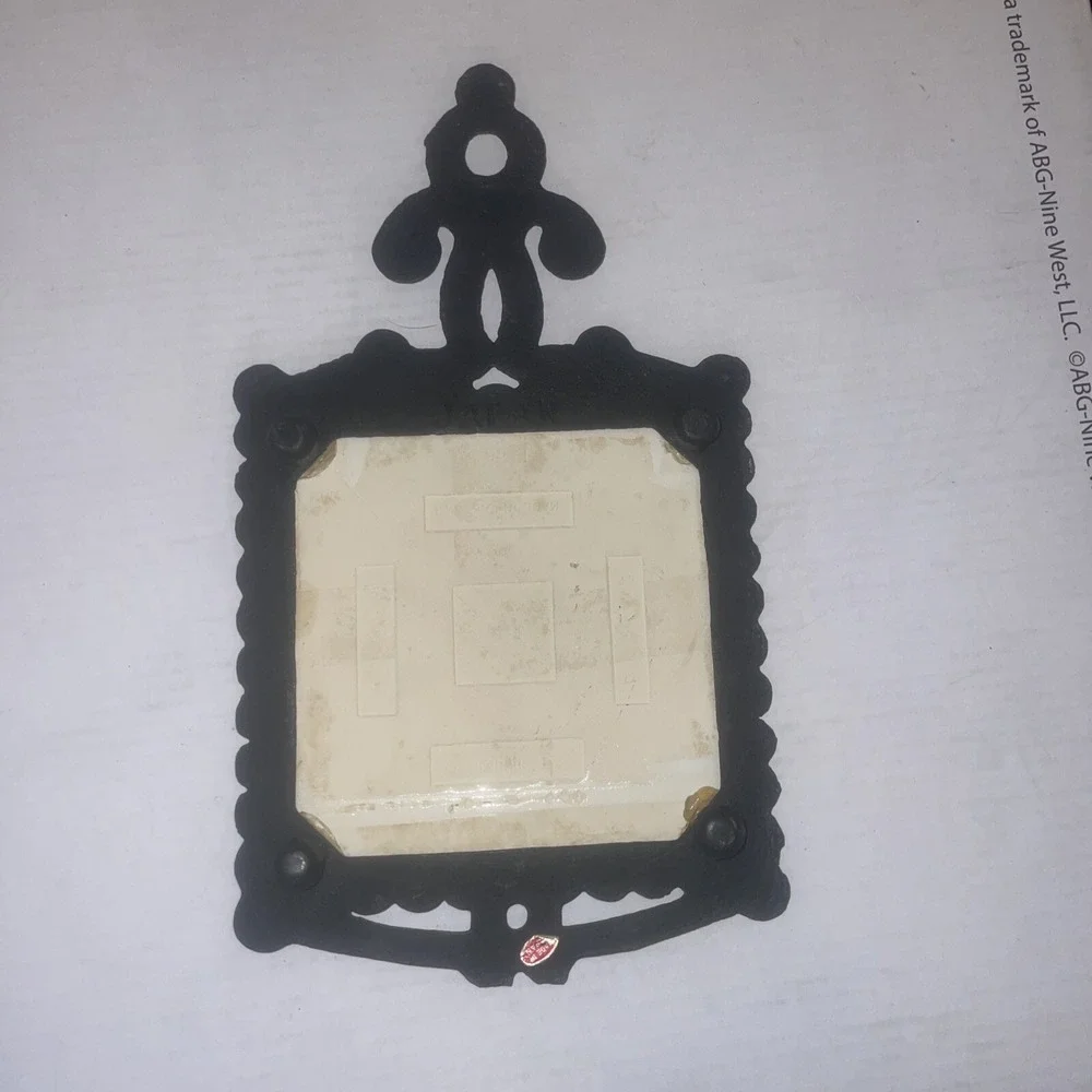 Vintage Cast Iron Trivet 4x4 Tile Hanger Butterflies‎
